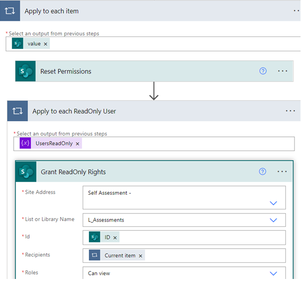 Setting the correct permissions using Power Automate-flow