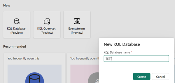 new KQL Database